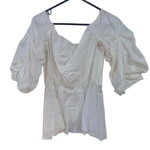 Quum 2XL white blouse puffy sleeve